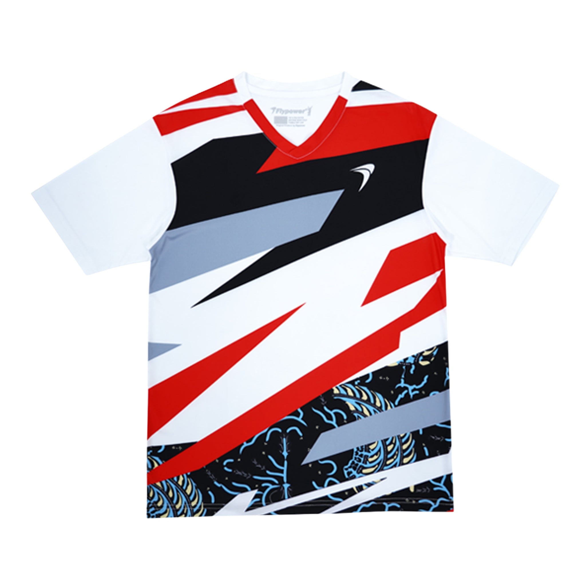 Flypower Badminton T-shirt - Flypower RINJANI 12 White/Red Unisex - SportYouUp Europe