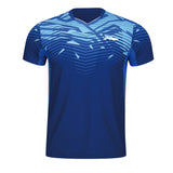 Li-Ning Badminton T-shirt - Li-Ning Champion Blue Stripe Unisex - SportYouUp Europe
